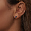 925 Sterling Silver Earrings 7mm Width with Transparent Glass for Women-8