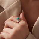 925 Sterling Silver Ring with Synthetic Turquoise in Oxidized Finish for Women-8