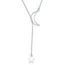 925 Sterling Silver Necklace 47cm with Moon Pendant for Women-1