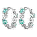 925 Sterling Silver Earrings with Transparent Glass in Size 14mm for Women-2
