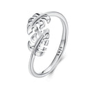 925 Sterling Silver Oxidized Leaf Ring for Women-1