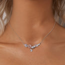 925 Sterling Silver Necklace with CZ & Resin Pendant, 18x39mm, Plated with White Gold-8