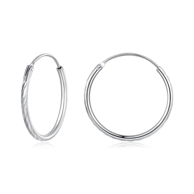 925 Sterling Silver Earrings for Women - White Gold Plated, 2.3x0.2 cm