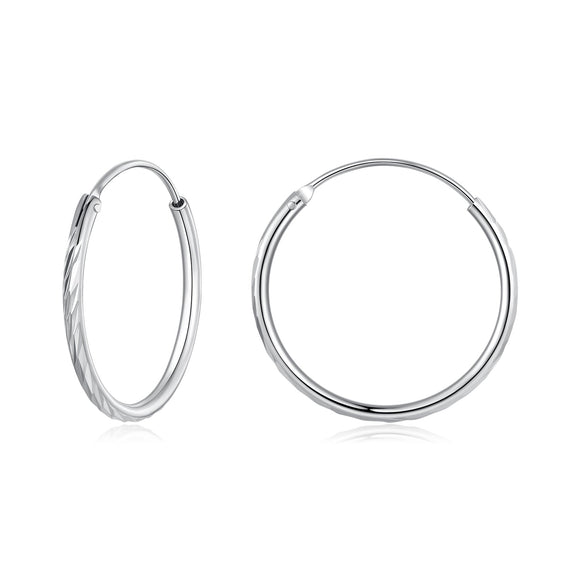 925 Sterling Silver Earrings for Women - White Gold Plated, 2.3x0.2 cm