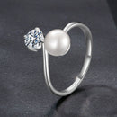 925 Sterling Silver Moissanite 0.5 Carat Freshwater Pearl Ring Size E for Women-3
