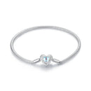 925 Sterling Silver Moonstone Bracelet 17.0 cm with White Gold Plating for Women-2