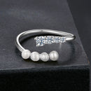 925 Sterling Silver Moissanite & Freshwater Pearl Ring, White Gold Plated, Size E for Women-4