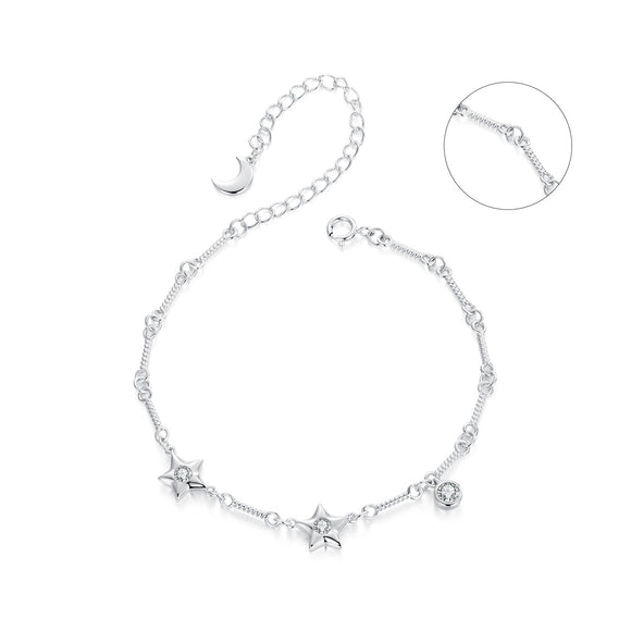925 Sterling Silver White Gold Plated CZ Bracelet for Women