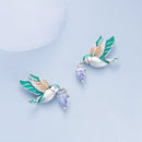 925 Sterling Silver Enamel Pavé Setting CZ Earrings-4
