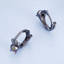 925 Sterling Silver Enamel Black Gold Earrings for Women-4