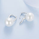925 Sterling Silver Earrings with White Gold Plating and Shell Pearl for Women-5