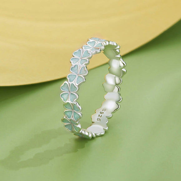 925 Sterling Silver Enamel and Platinum Plated Ring Size 6 for Women