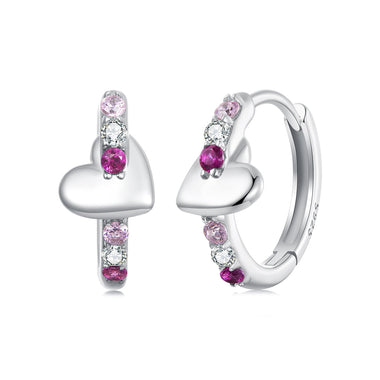 925 Sterling Silver Earrings with Pavé Setting CZ in White Gold, 1.2*0.6cm for Women - 0