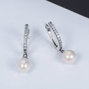 925 Sterling Silver Freshwater Pearl Earrings with Pavé Setting CZ for Women-3