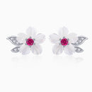 925 Sterling Silver Earrings with Pavé Setting CZ and High-Quality Nacre-1