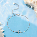 925 Sterling Silver White Gold Plated 16+5cm Bracelet with CZ Pendant for Women-3