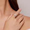 925 Sterling Silver Pavé Set CZ Platinum Plated Ring Size 6 for Women-6