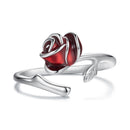 925 Sterling Silver Ring with White Gold Plating, Enamel, Width 0.16cm, Style E for Women-1