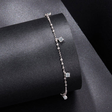 925 Sterling Silver & Moissanite Bracelet for Women - 15+6cm, Plated White Gold - 0