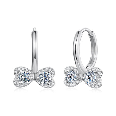925 Sterling Silver Moissanite 0.20 Carat Earrings Plated White Gold for Women - 0