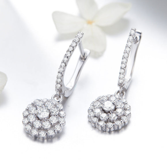 925 Sterling Silver Plated Platinum Pavé Setting CZ Earrings