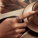 925 Sterling Silver Ring with Pavé Setting, White Gold Plated, with Translucent Opal for Women-5
