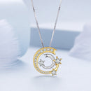 925 Sterling Silver Necklace with Pavé Setting CZ & Plated Gold - 400mm Length-4