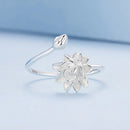 925 Sterling Silver Adjustable Flower Ring for Women-2
