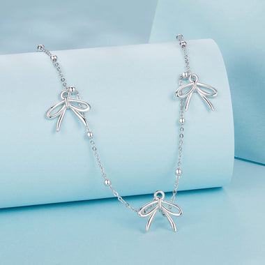 925 Sterling Silver + Plated White Gold Necklace with Adjustable Length for Women - 0