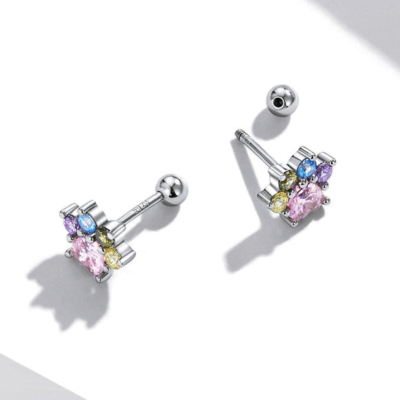 925 Sterling Silver Earrings with Pavé Setting and CZ