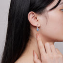 925 Sterling Silver Earrings with Transparent Glass and CZ, 23*12mm for Women-6