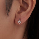 925 Sterling Silver White Gold Plated Pavé CZ Earrings-5