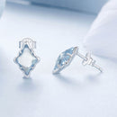 925 Sterling Silver Earrings with Transparent Glass and White Gold Plating-5