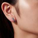 925 Sterling Silver Hoop Earrings with White Gold Plating and CZ-6