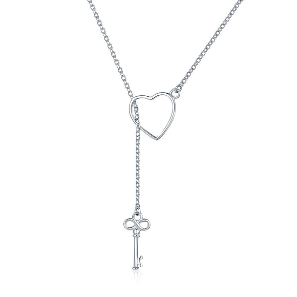 925 Sterling Silver Necklace 55cm with Heart Pendant for Women