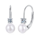 925 Sterling Silver & Moissanite 0.30 Carat Earring with Freshwater Pearl for Women-1