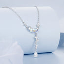 925 Sterling Silver Pendant Necklace with CZ and Transparent Glass for Women-3