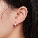 S925 Sterling Silver Enamel Platinum Plated Earrings with 6mm CZ for Women-7