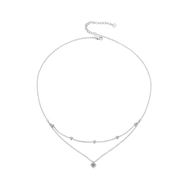 925 Sterling Silver Plated Platinum 5.0mm Moissanite Necklace for Women - 0