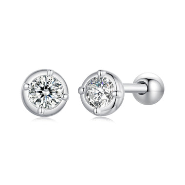 925 Sterling Silver 4mm Moissanite Earrings with Platinum Plating for Women - 0