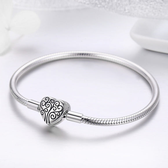 SCB 925 Sterling Silver Bracelet in Classic Style, Size 17.0 for Women