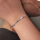 925 Sterling Silver White Gold Plated Multi-Layer Bracelet with Synthetic Turquoise-4