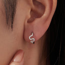 925 Sterling Silver Hoop Earrings with White Gold Plating and CZ Stones-5