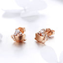 925 Sterling Silver Rose Gold Plated Pavé CZ Earrings for Women-3