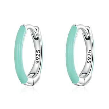 925 Sterling Silver Earrings with Enamel Finish, 1.2cm for Women