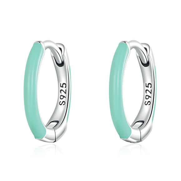 925 Sterling Silver Earrings with Enamel Finish, 1.2cm for Women