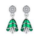 925 Sterling Silver Earrings with Enamel and Pavé Set CZ in Oxidized Silver-2