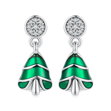 925 Sterling Silver Earrings with Enamel and Pavé Set CZ in Oxidized Silver - 0