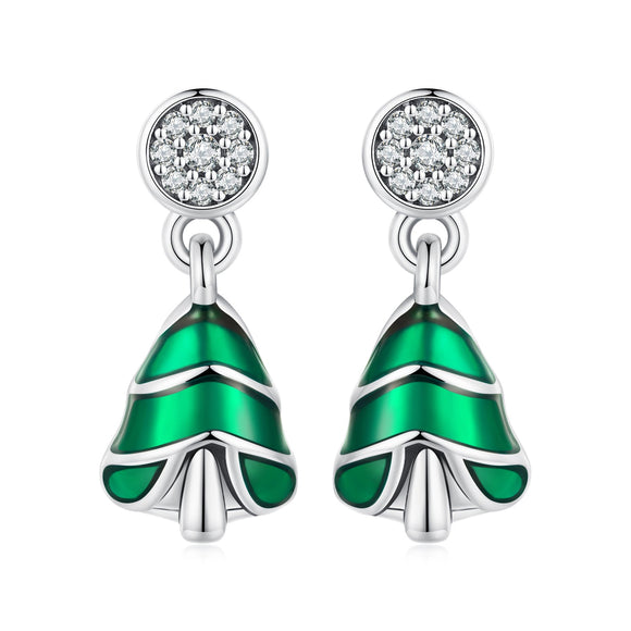 925 Sterling Silver Earrings with Enamel and Pavé Set CZ in Oxidized Silver