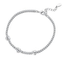 925 Sterling Silver & Pavé Setting CZ Bracelet with White Gold Plating for Women-1
